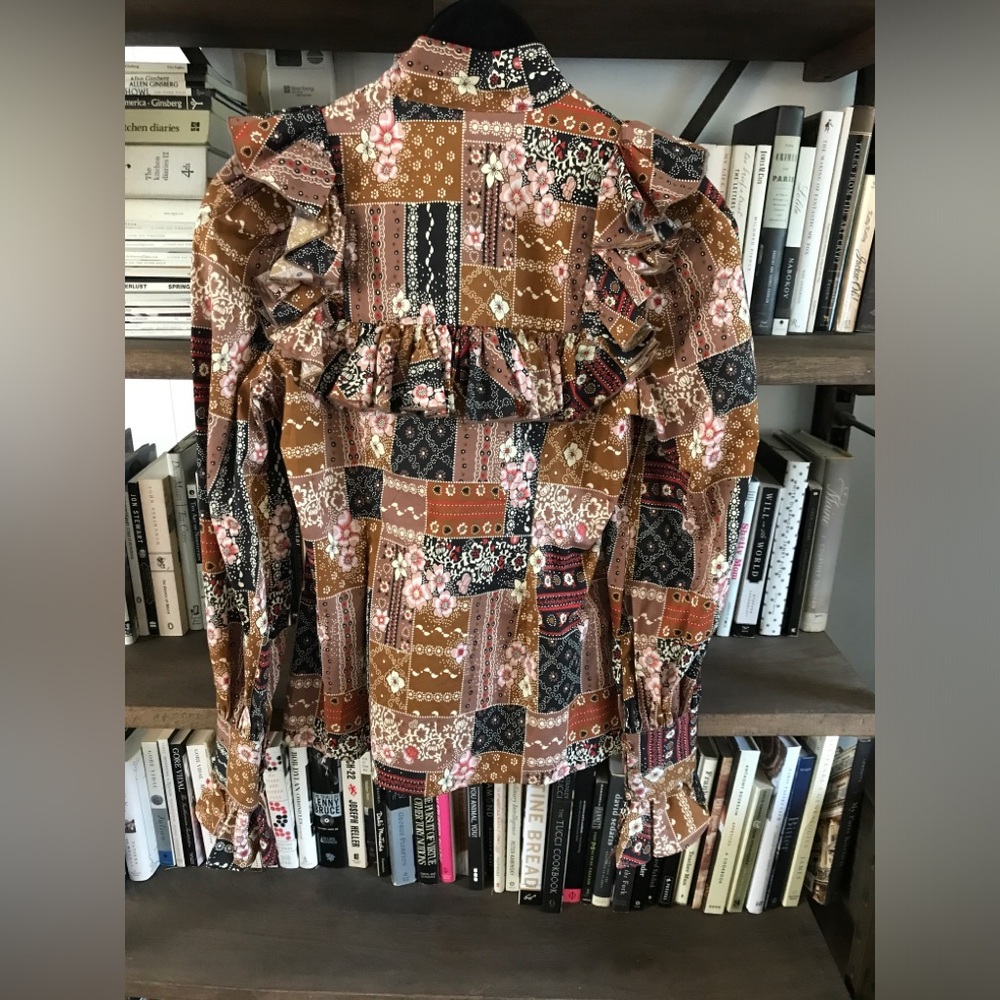 NWT Selkie The Elizabeth Blouse in Brown Pink and Black Patchouli Pattern Size S - Picture 11 of 16